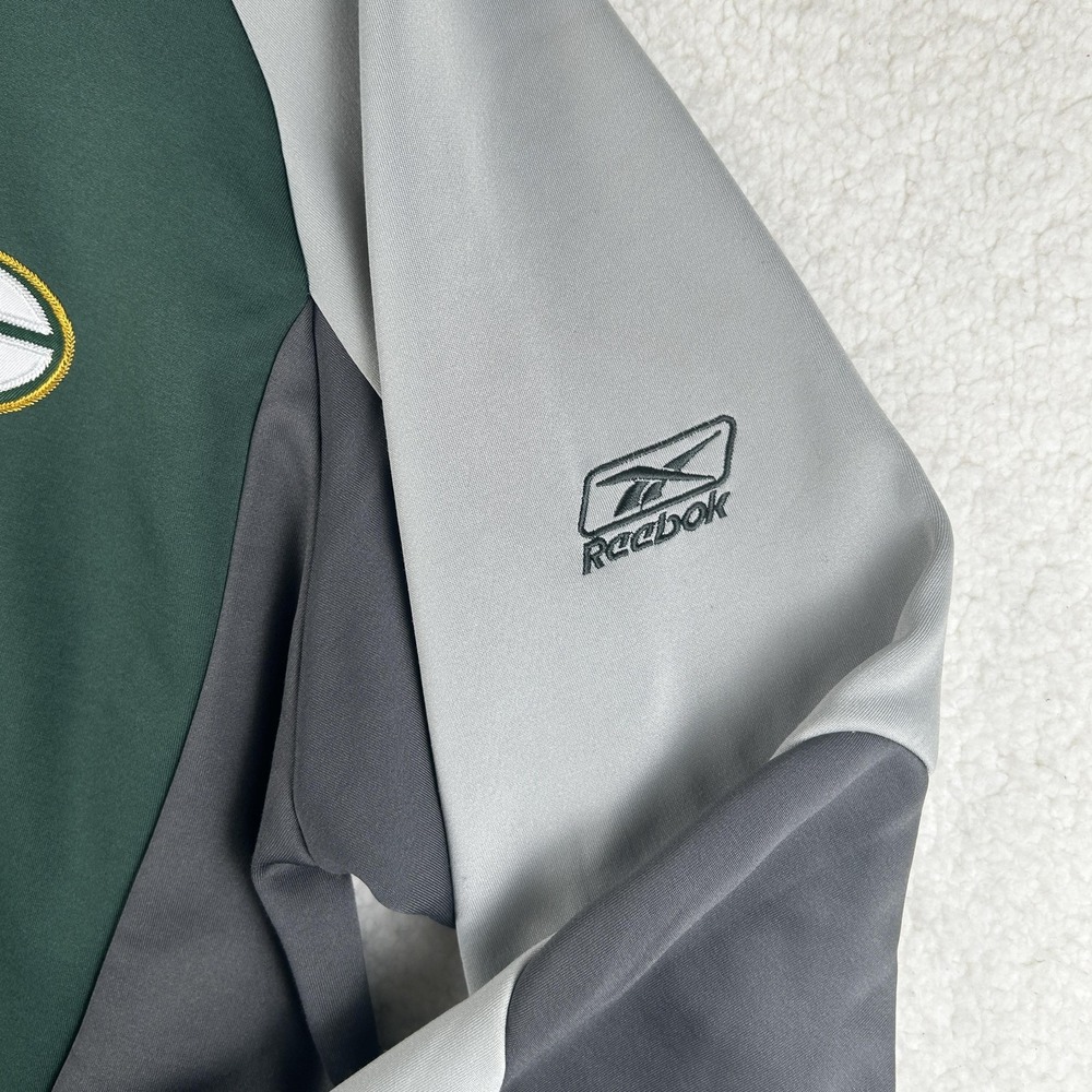 Green Bay Packers Jacket Mens Large Green Gray NFL Football Reebok Hooded Zip - Picture 3 of 16